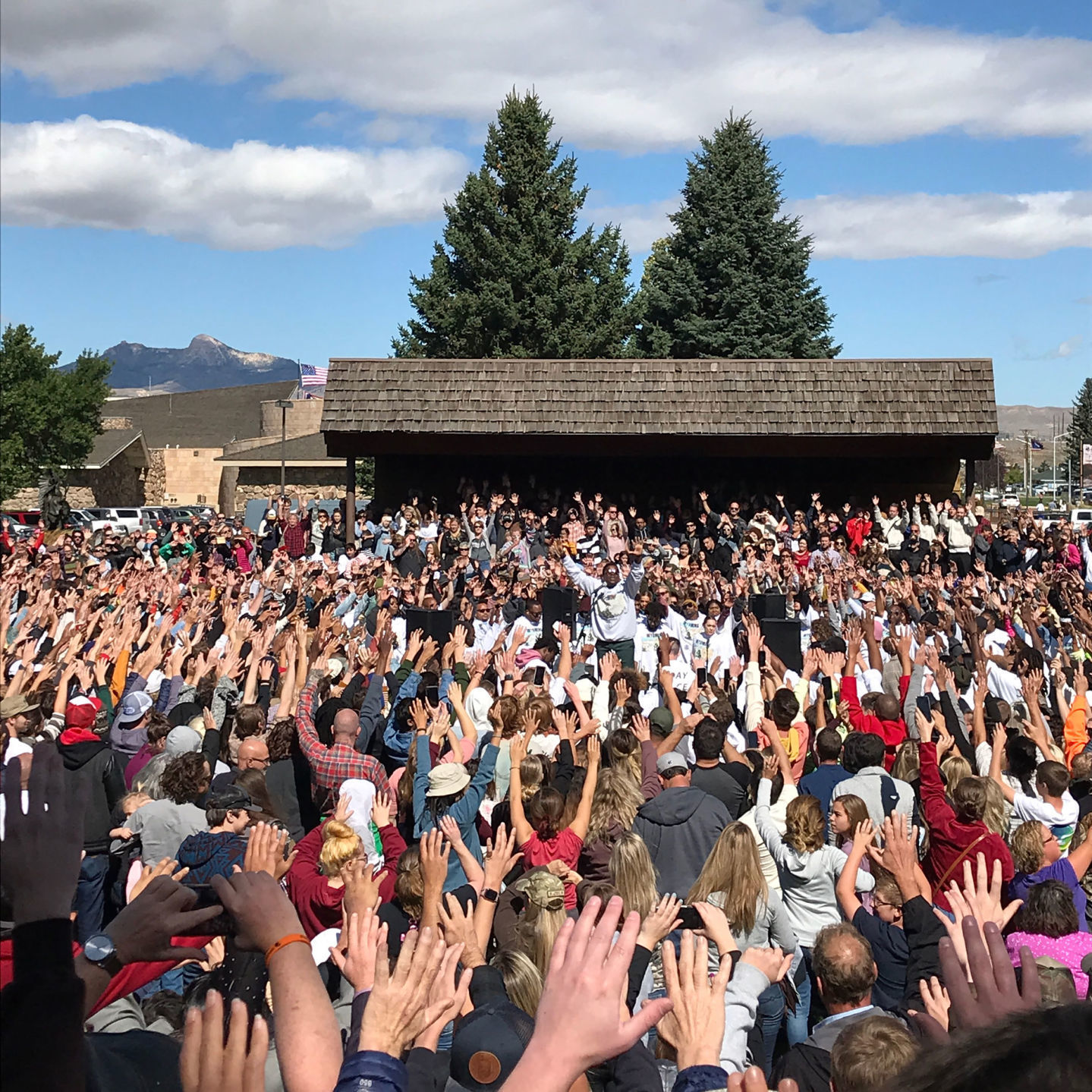Crowds at Kanye's Sunday Service in Cody